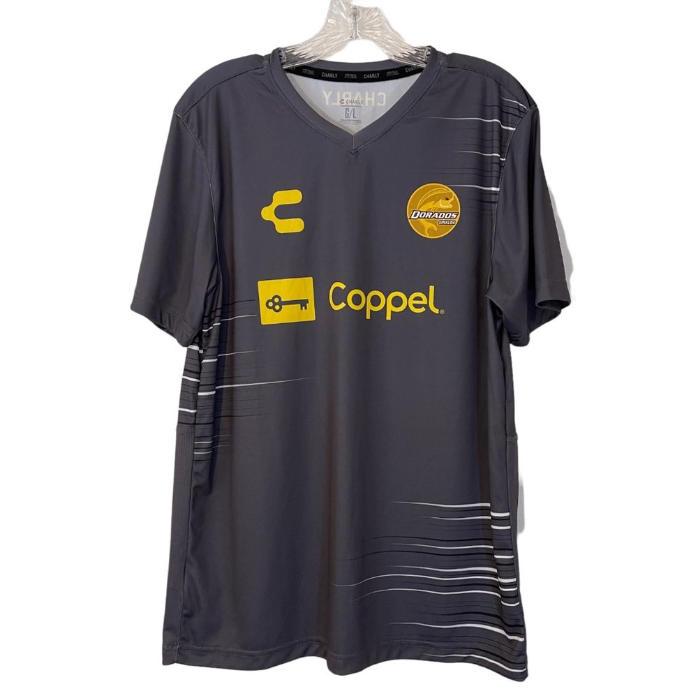 Charly Dorados de Sinaloa Mexico Futbol Jersey Soccer Gray Coppel sz L $70 EUC!